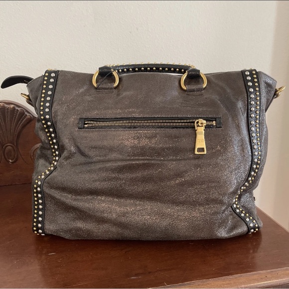 💖PRADA Talco Craquele Leather Gold & Silver Studded Tote Bag. - Picture 3 of 12